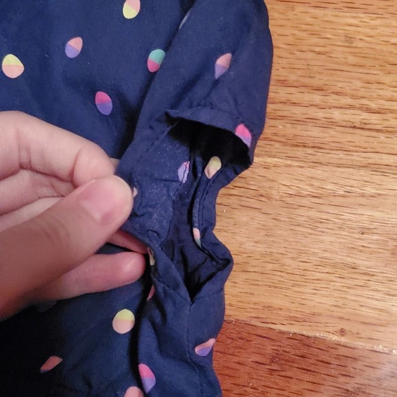 Cat & Jack Lightly Used Blue Mini Babydoll Dress w/ Polka Dots Infant 12 Months - Picture 3 of 7